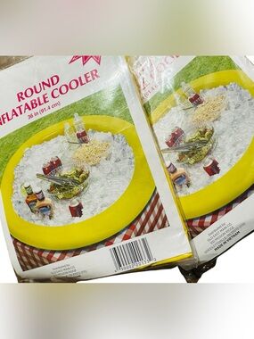 2 Yellow Round Inflatable Tabletop  Coolers